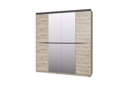 Шкаф 4-х дверный ШР-4 (с 2 зеркалами) Тиана, Дуб Бонифаций/Вольфрам 